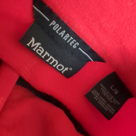 Marmot Polartec Red Full Zip Fleece Vest Mens Size Large Microfleece Warm Layer - Picture 5 of 9